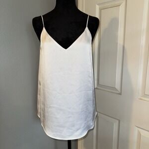 Calvin Klein Women's Chiffon V-Neck‎ Tank Top Pure White Size XS!